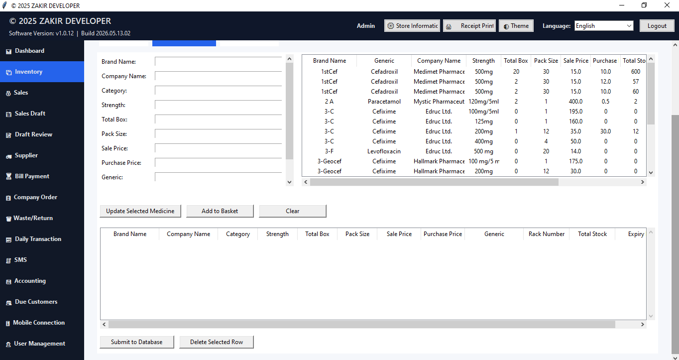Medicine data tool screenshot